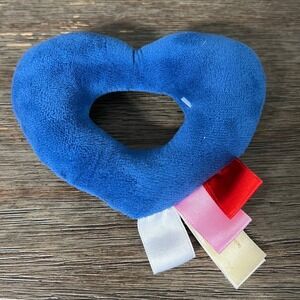 MTY International Blue Plush Heart Sensory Toy with Ribbon Tags 4 Inch